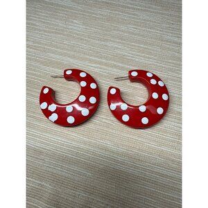 Retro Red & White Polka Dot Hoop Earrings Thick Statement Bold Minnie